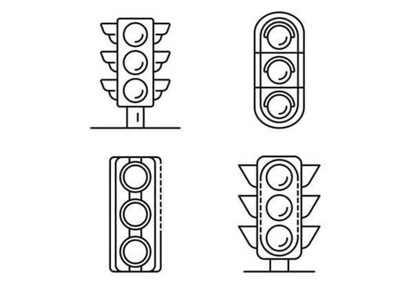 Desenho de Quatro Semáforos para Colorir