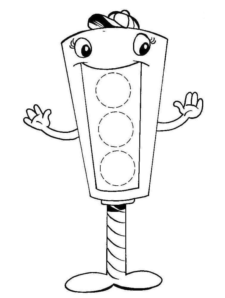 Desenho de Semáforo Amigável para Colorir