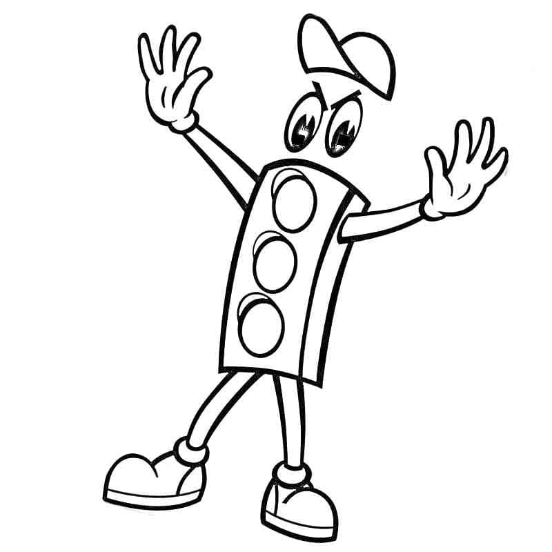 Desenho de Semáforo Animado para Colorir