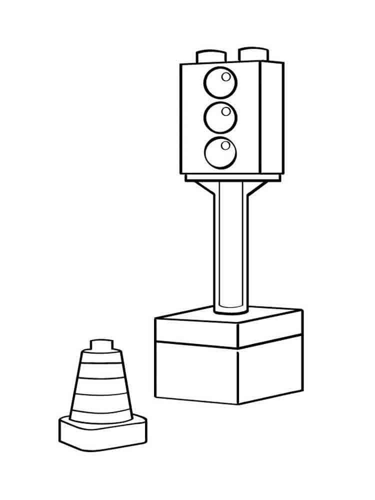 Desenho de Semáforo Lego para Colorir