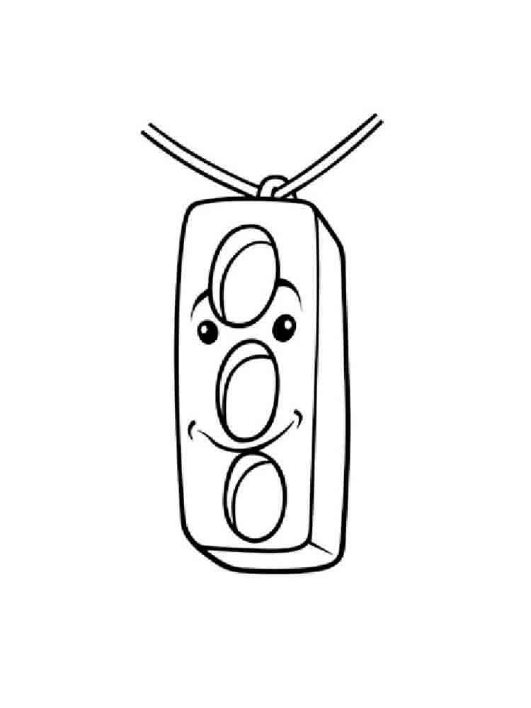 Desenho de Semáforo de Desenho Animado para Colorir