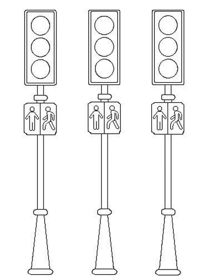 Desenho de Semáforos Simples para Colorir
