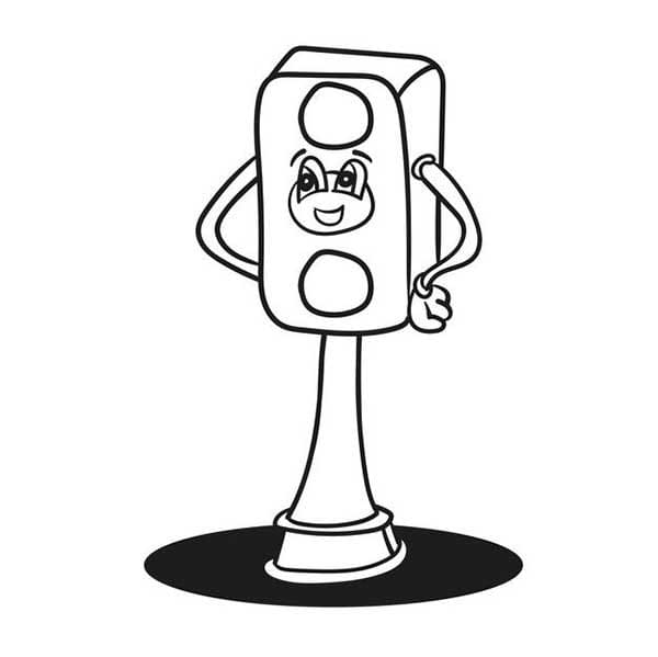 Desenho de um Semáforo Animado para Colorir