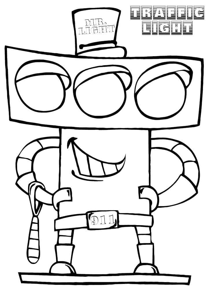 Desenho de um Semáforo de Desenho Animado para Colorir