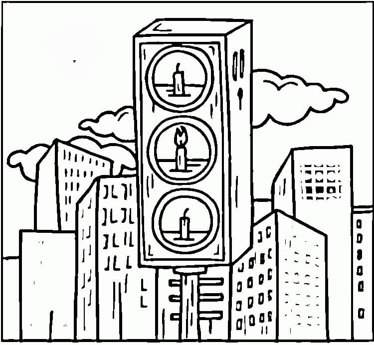 Desenho de Semáforo Grátis para Imprimir e Colorir