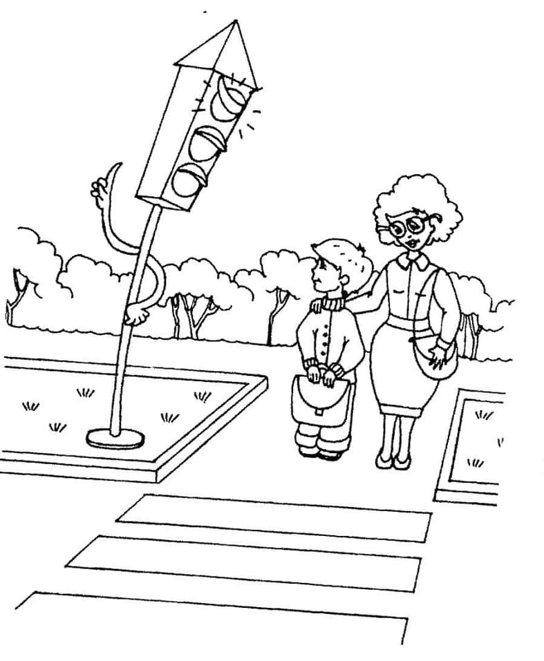 Desenho de Semáforo Pdf para Colorir Grátis