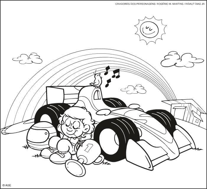 Desenho de Senninha para Crianças de 1 Ano para Colorir