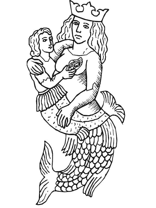 Desenho de Estátua da Sereia para Colorir