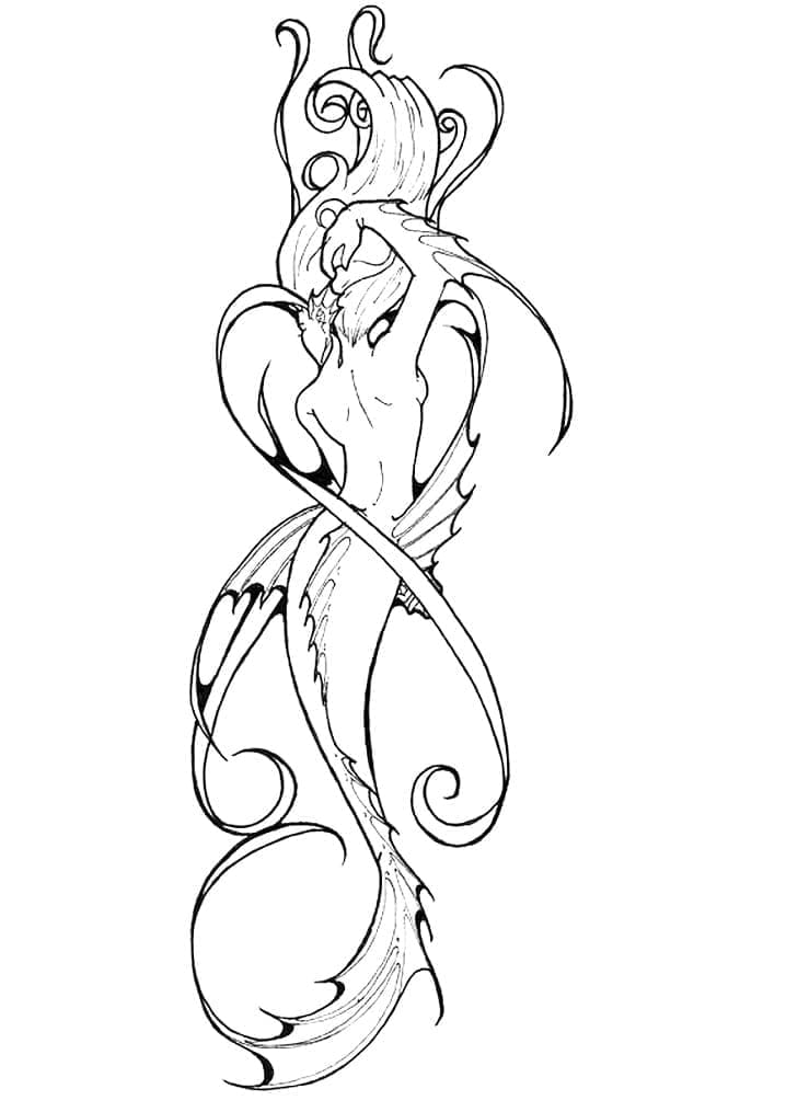 Desenho de Imprimivel Sereia para Colorir