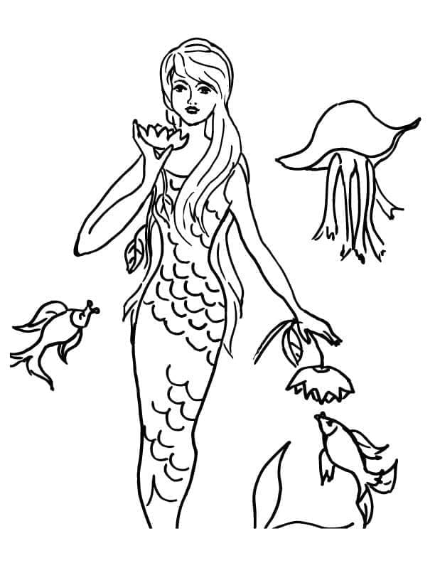 Desenho de Linda Sereia para Colorir