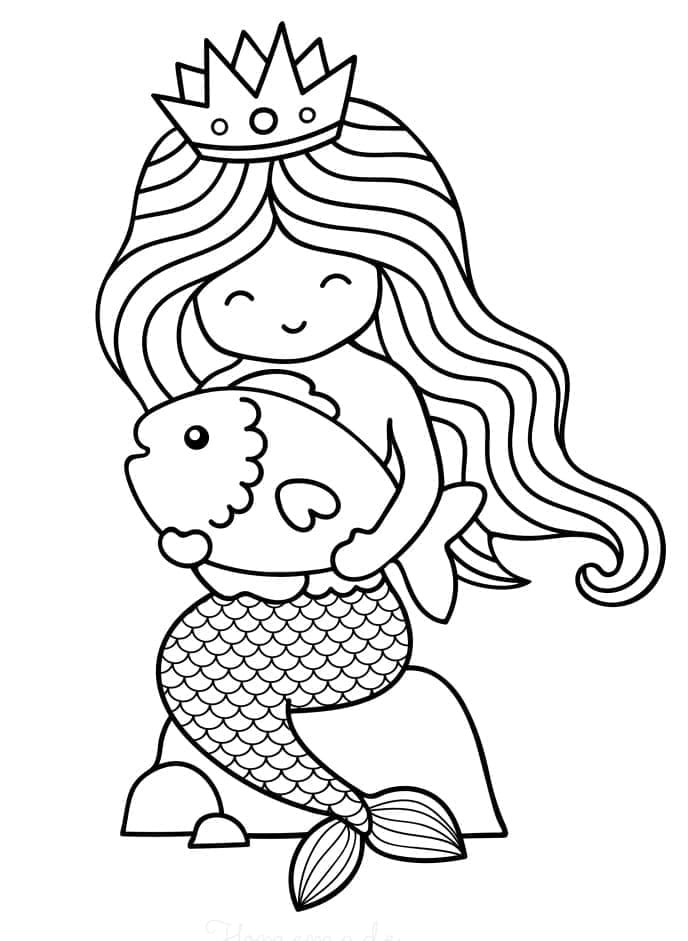 Desenho de Princesa Sereia para Colorir