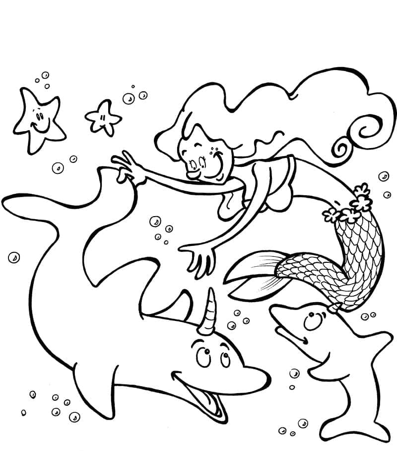 Desenho de Sereia Engracada para Colorir
