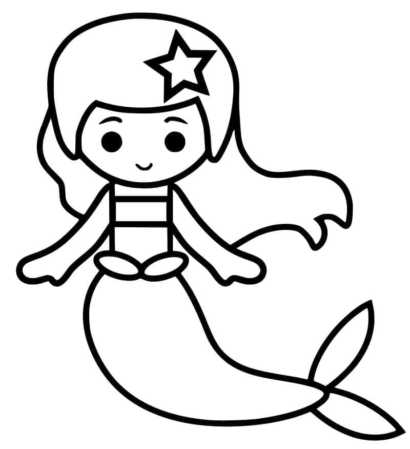 Desenho de Sereia Simples para Colorir
