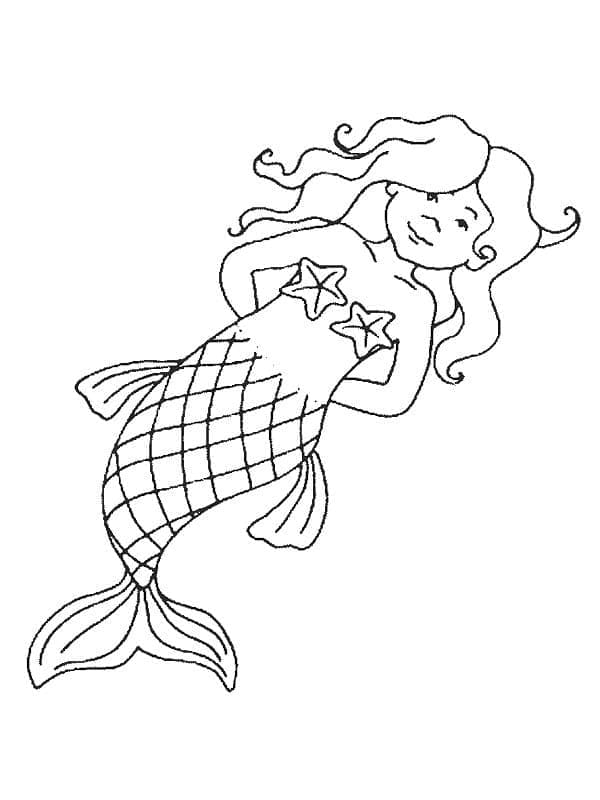 Desenho de uma Bela Sereia para Colorir