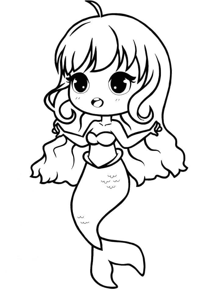 Desenho de uma Sereia Muito Fofa para Colorir