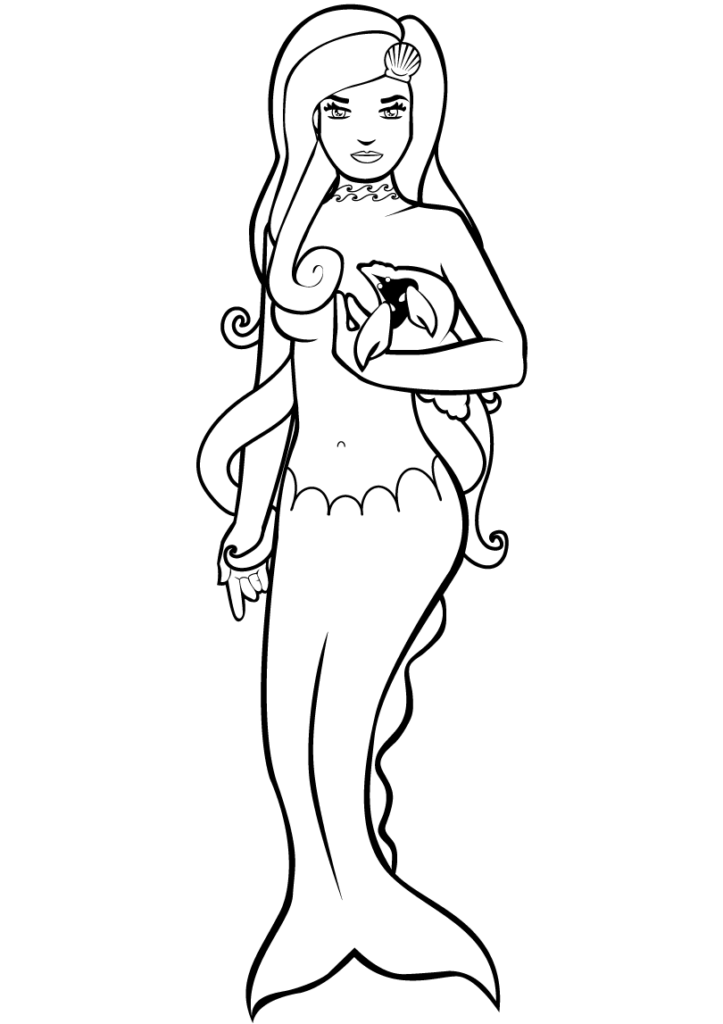 Desenho de Sereia Grátis para Colorir
