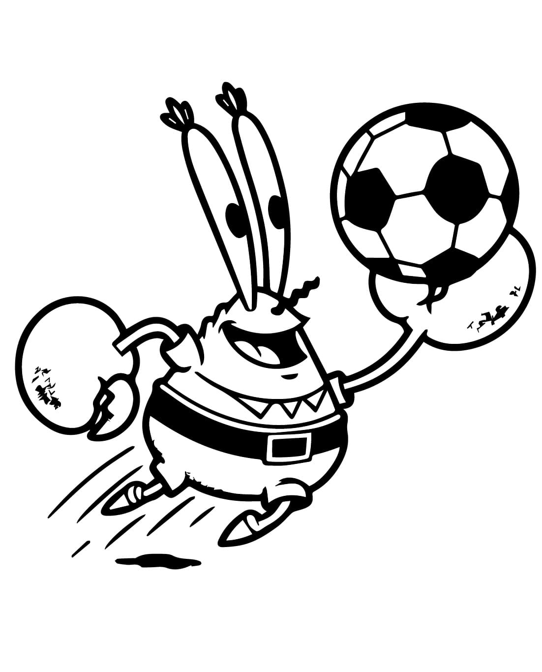 Desenho de Seu Sirigueijo Jogá Futebol para Colorir
