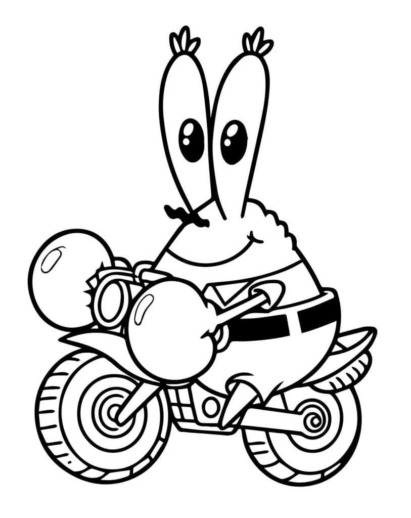 Desenho de Seu Sirigueijo na Moto para Colorir