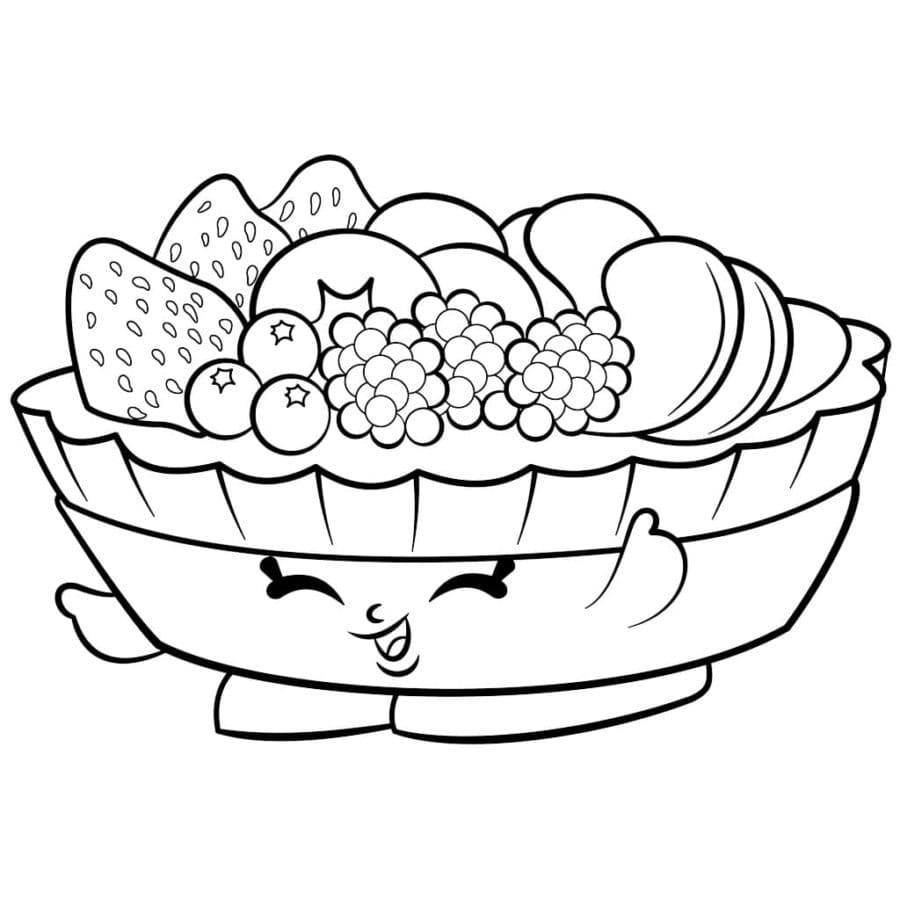 Desenho de Torta de Frutas Vermelhas para Colorir