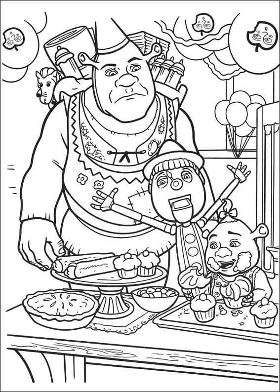 Desenho de Shrek e Amigos para Colorir com Giz de Cera