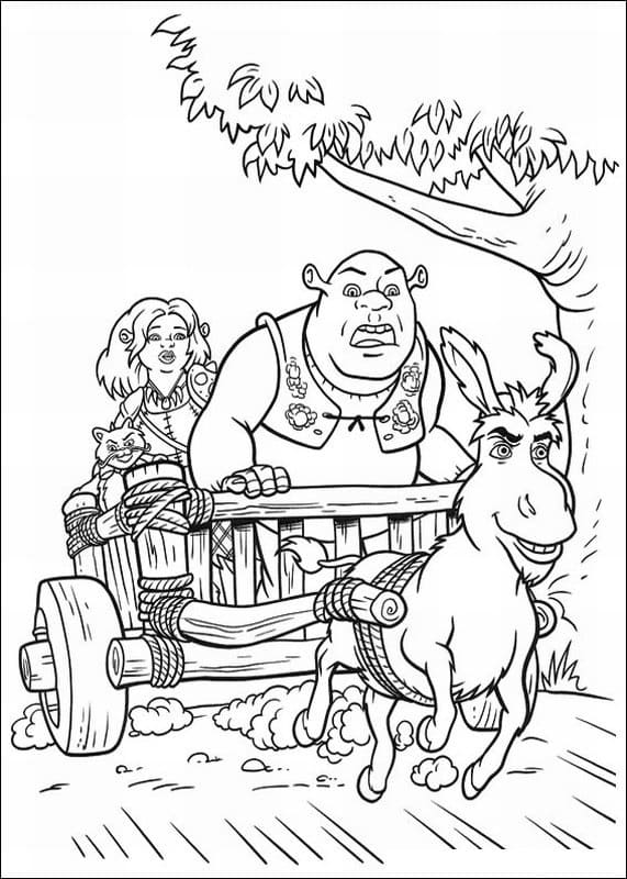 Desenho de Shrek e Amigos para Colorir com Tinta Guache