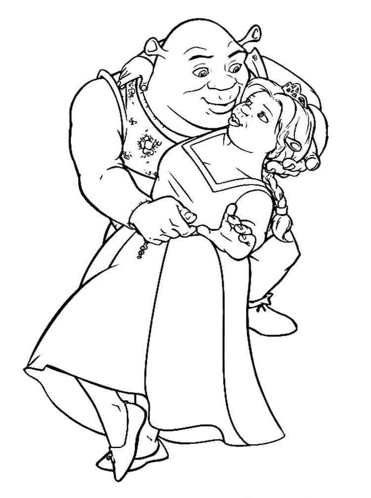 Desenho de Shrek e Fiona para Colorir Download