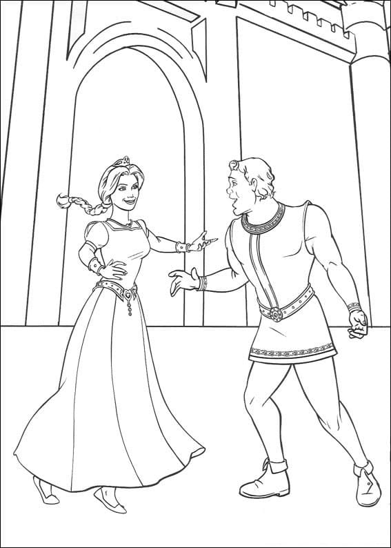 Desenho de Shrek e Fiona para Colorir e Baixar Pdf