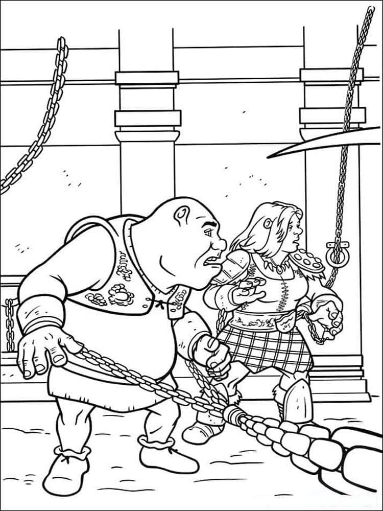 Desenho de Shrek e Fiona para Imprimir Imprimivel
