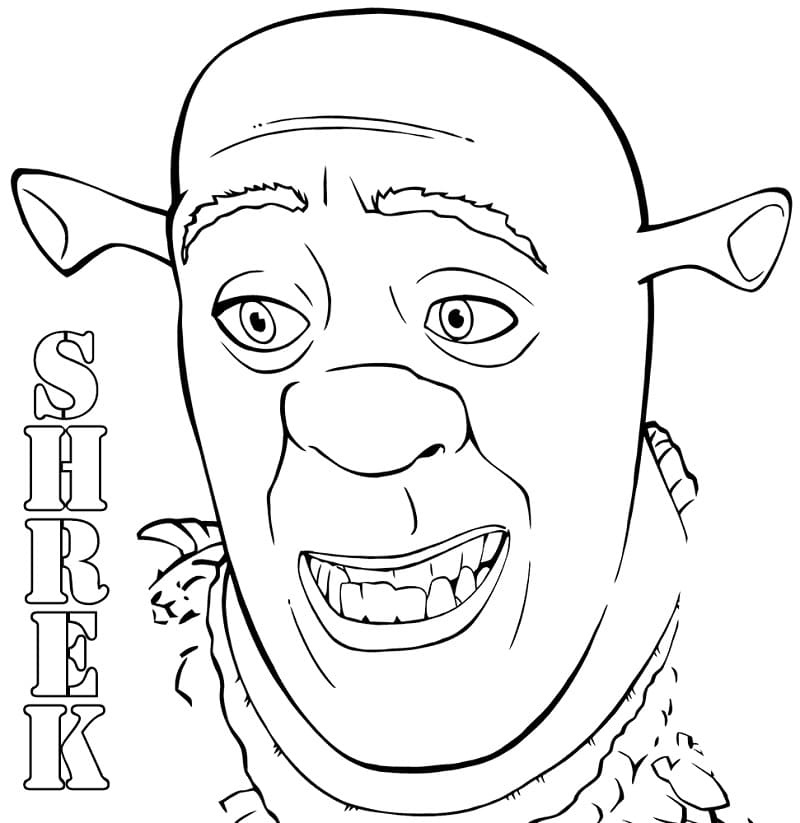 Desenho Imprimivel do Rosto do Personagem Shrek para Colorir