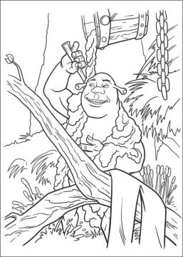 Desenho Pdf de Shrek Tomando Banho na Lama para Colorir
