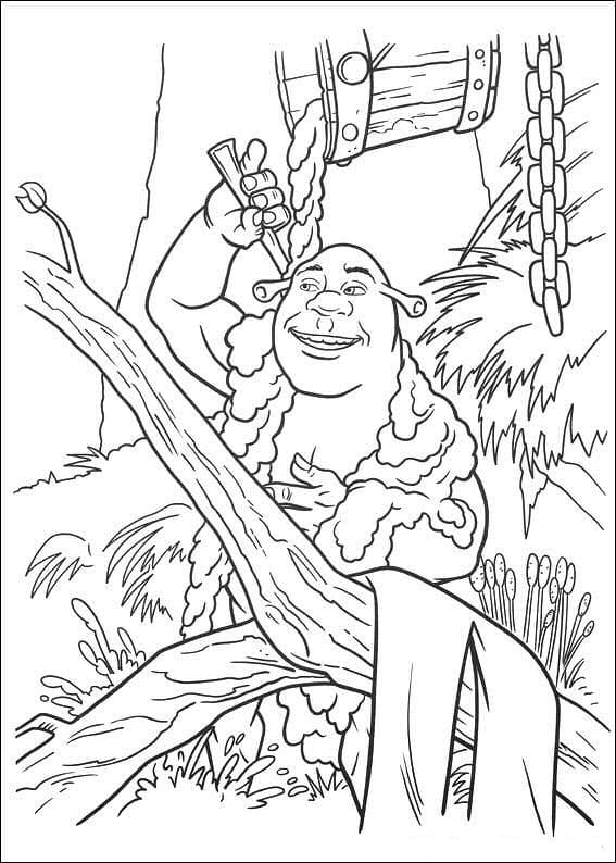 Desenho Pdf de Shrek Tomando Banho na Lama para Colorir