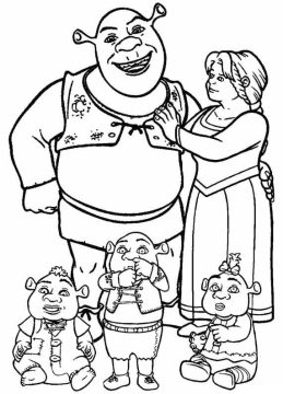 Desenho Pdf família de Shrek para Colorir