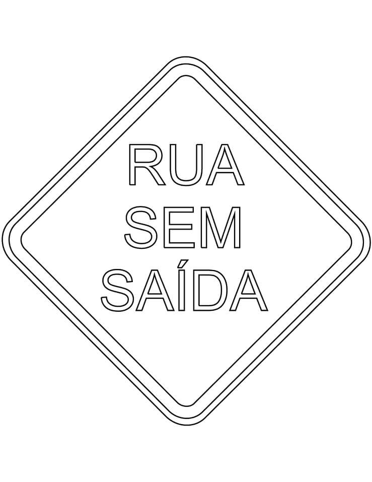 Desenho Sinais de Trânsito no Brasil Rua sem Saída para Colorir