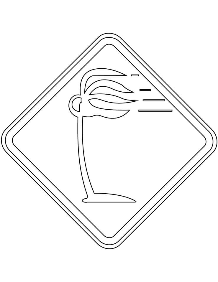 Desenho Sinais de Trânsito no Brasil Vento Lateral para Colorir