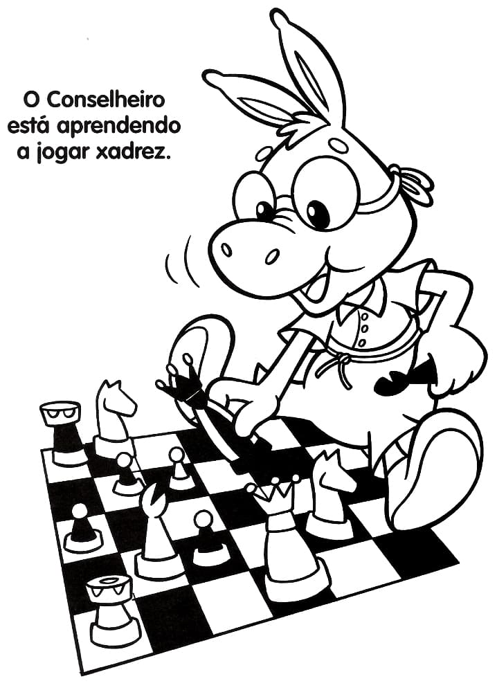 Desenho Conselheiro Jogando Xadrez para Colorir