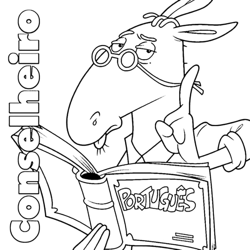 Desenho de Conselheiro Estudando Português Imprimivel para Colorir