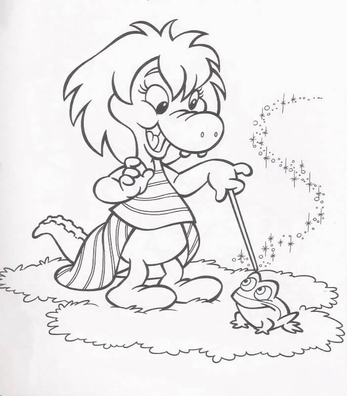 Desenho de Cuca Brincando com Sapo Grátis para Colorir