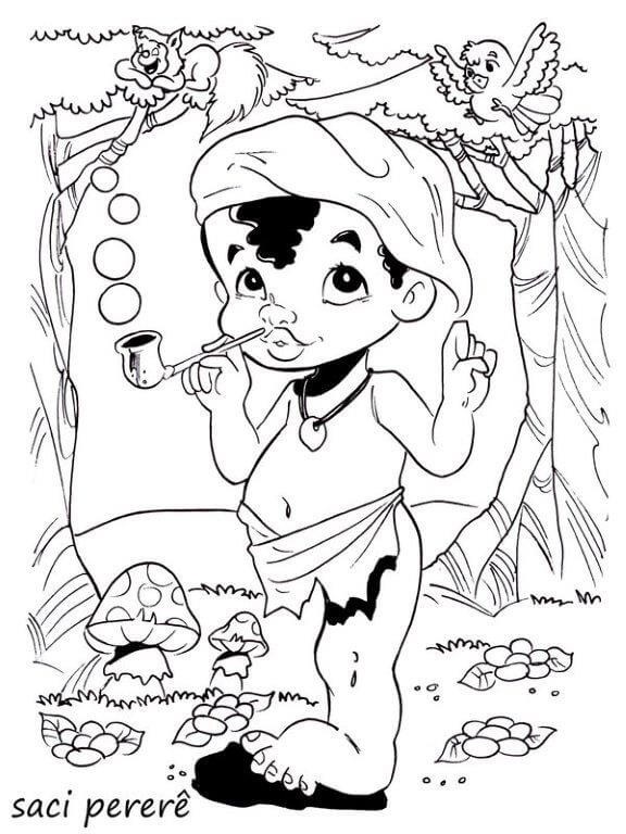 Desenho de Saci Grátis Download para Colorir