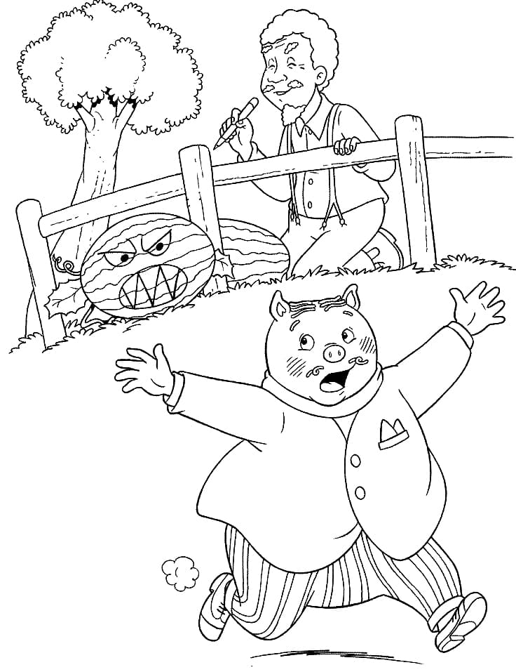 Desenho Rabico e Tio Barnabé para Colorir