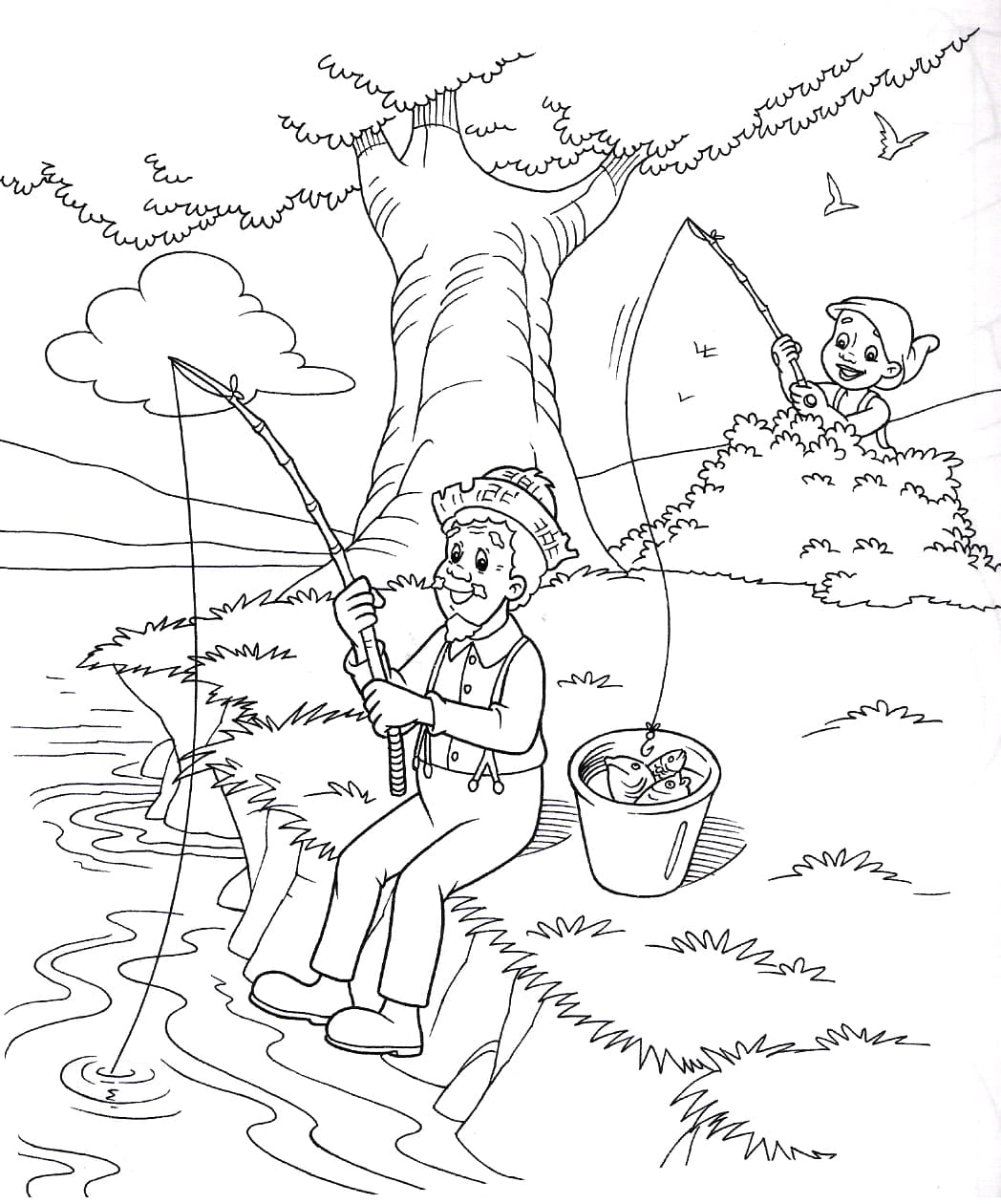 Desenho Saci e Tio Barnabé para Colorir