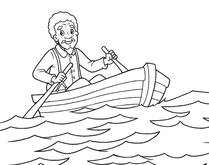 Desenho Tio Barnabé no Barco para Colorir