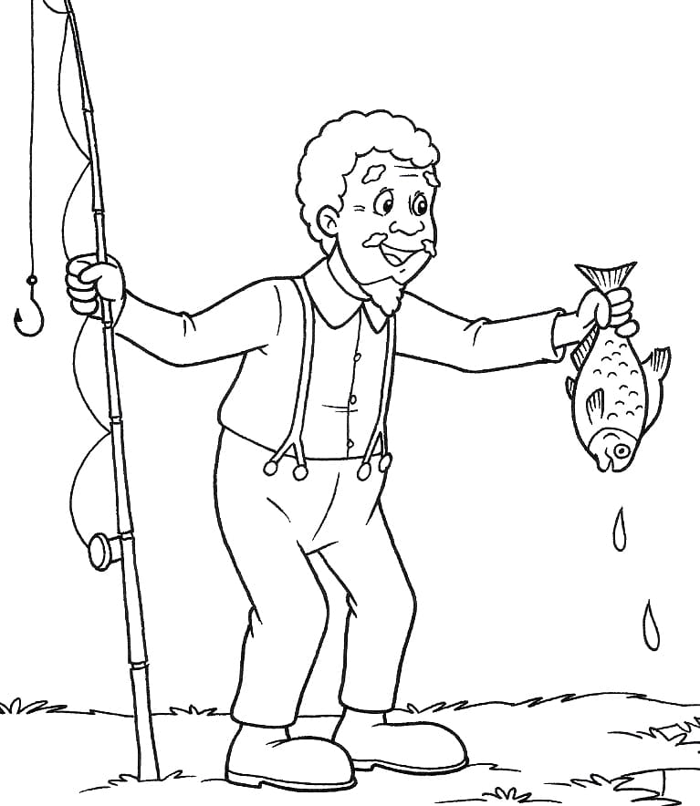 Desenho Tio Barnabé Vai Pescar para Colorir