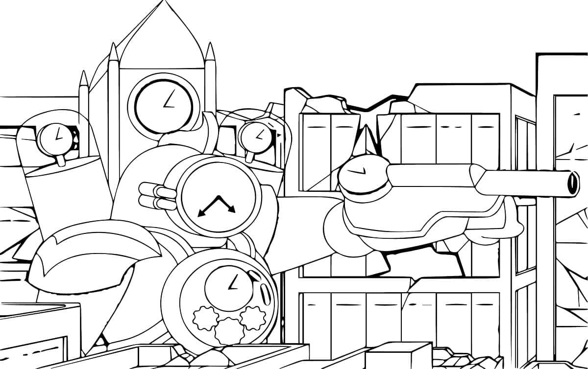 Desenho de Titan Clock Man Skibidi Toilet para Colorir