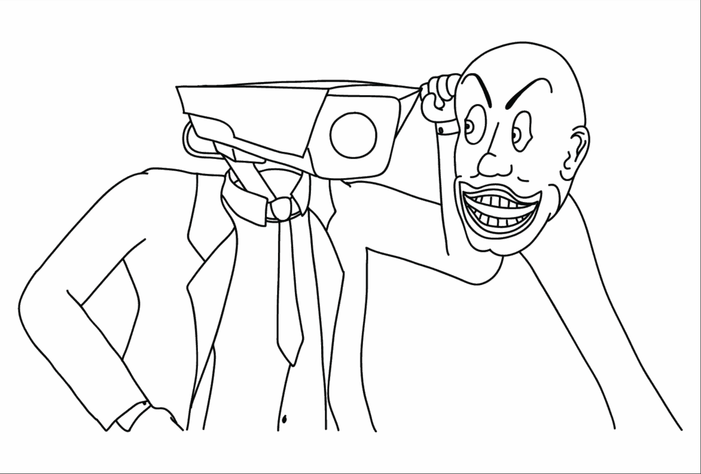 Desenho de Cameraman e Skibidi Toilet para Colorir