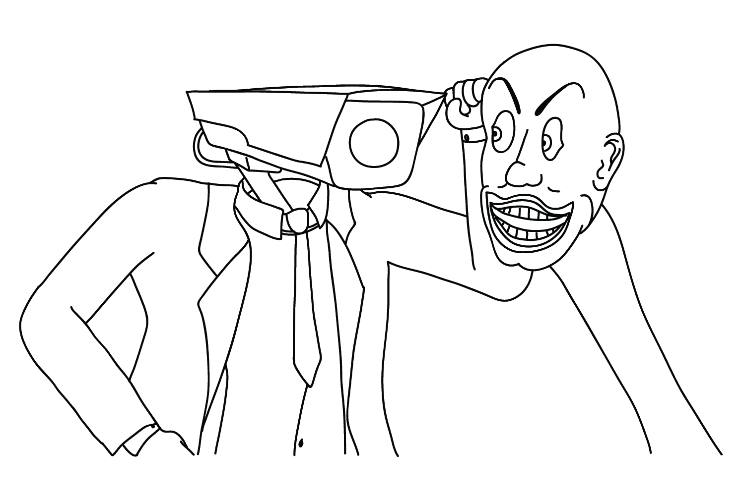 Desenho de Cameraman e Skibidi Toilet para Colorir