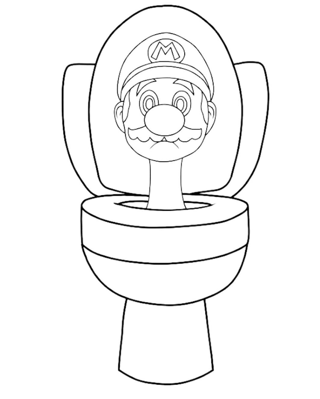 Desenho de Mário Skibidi Toilet para Colorir
