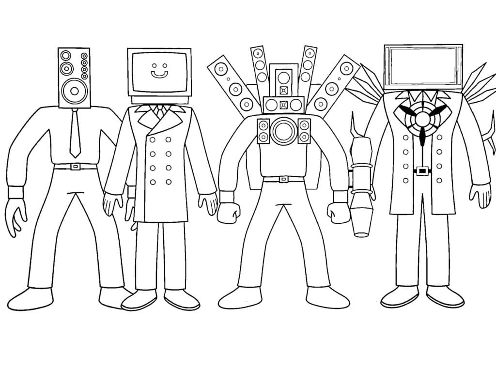 Desenho de Personagens de Skibidi Toilet para Colorir
