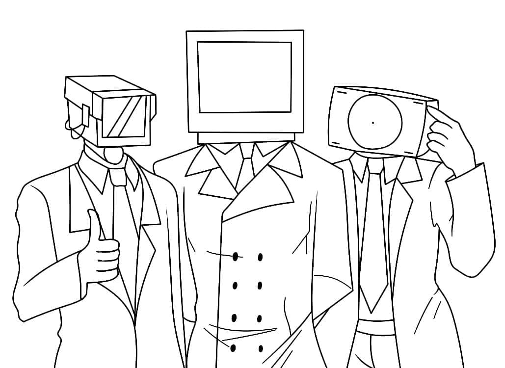 Desenho de Personagens do Skibidi Toilet para Colorir