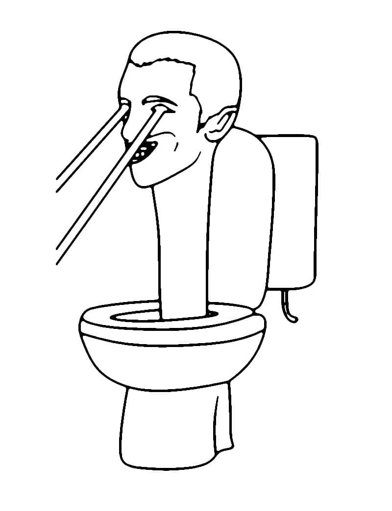 Desenho de Skibidi Toilet com Olhos de Laser para Colorir