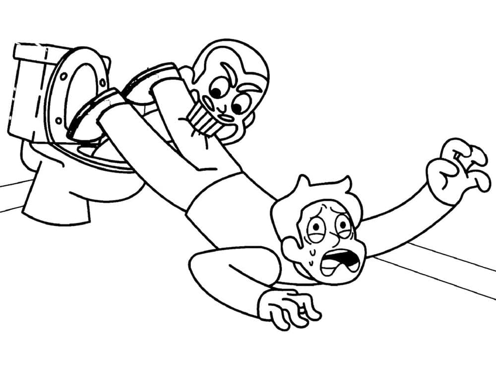 Desenho de Skibidi Toilet e um Homem para Colorir